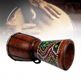 4 Inch African Djembe Percussion Mahogany Hand Drum with  Goat Skin Surface