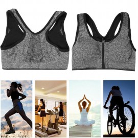Women Sport Bra Running Gym Yoga Fitness Tops Tank Workout Zipper Stretch
