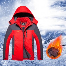 Unisex Inner Fleece Waterproof Hooded Jacket Outdoor Hiking Skiing Jackets