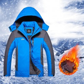 Unisex Inner Fleece Waterproof Hooded Jacket Outdoor Hiking Skiing Jackets