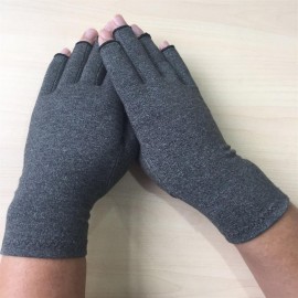 1Pair Men Women Therapy Compression Gloves Hand Pain Relief Half-finger Gloves
